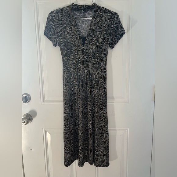 Style & Co. Black and Cream Zebra Print Midi Dress Small Petite - Picture 1 of 3